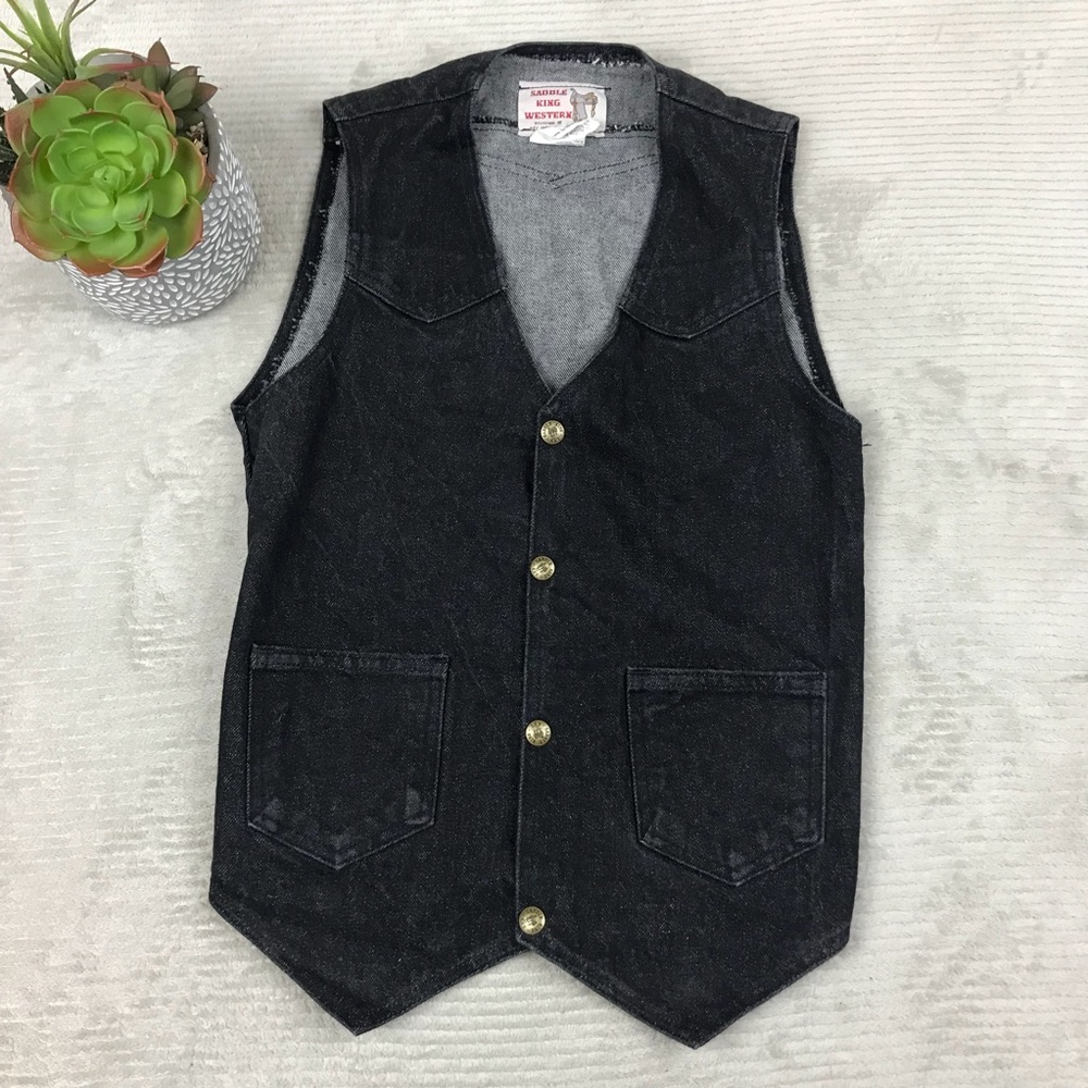 Saddle King Western Vintage Black Denim Vest